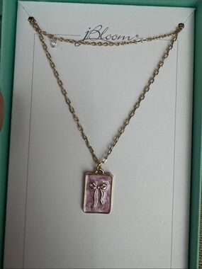 bloom Fashion Trendy Lavender Pendant Bow Necklace Delicate Gold Chain Jewelry